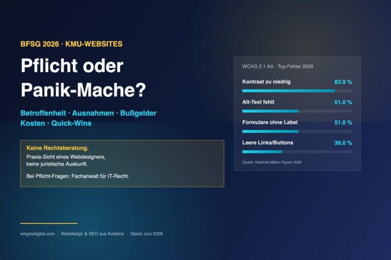 BFSG 2026 KMU-Websites - Betroffenheit, Ausnahmen, Bußgelder und Kostenrealität für Mittelstand
