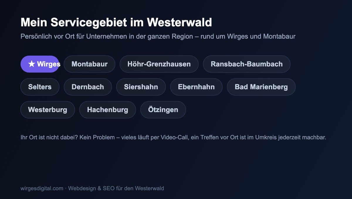 Servicegebiet Webdesign Westerwald: Wirges, Montabaur, Höhr-Grenzhausen, Ransbach-Baumbach und weitere Orte